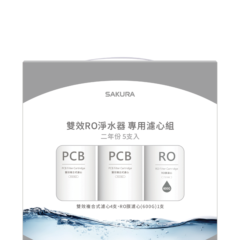 替換濾心組｜F2196 雙效RO淨水器專用濾心組(二年份共5支)【櫻花SAKURA】【適用於適用於P0235、P0531、P0265】